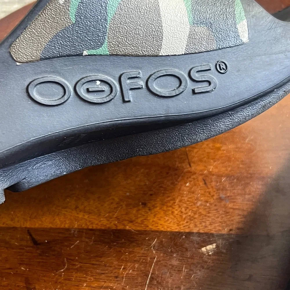 Oofos OOahh Sport Flex Slides Mens 4 Womens 6 Recovery Sandal Camo Adjustable